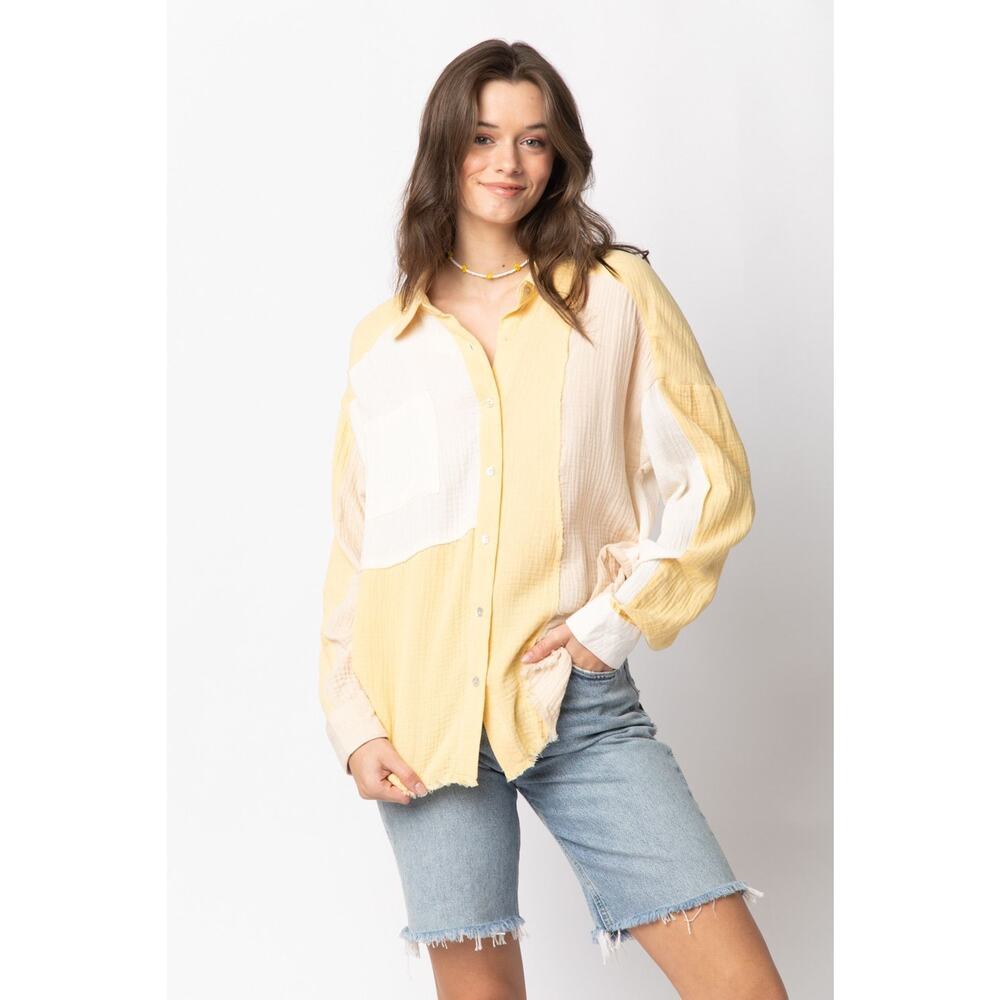 062 New In Yellow Button Up - Picture 3 of 3